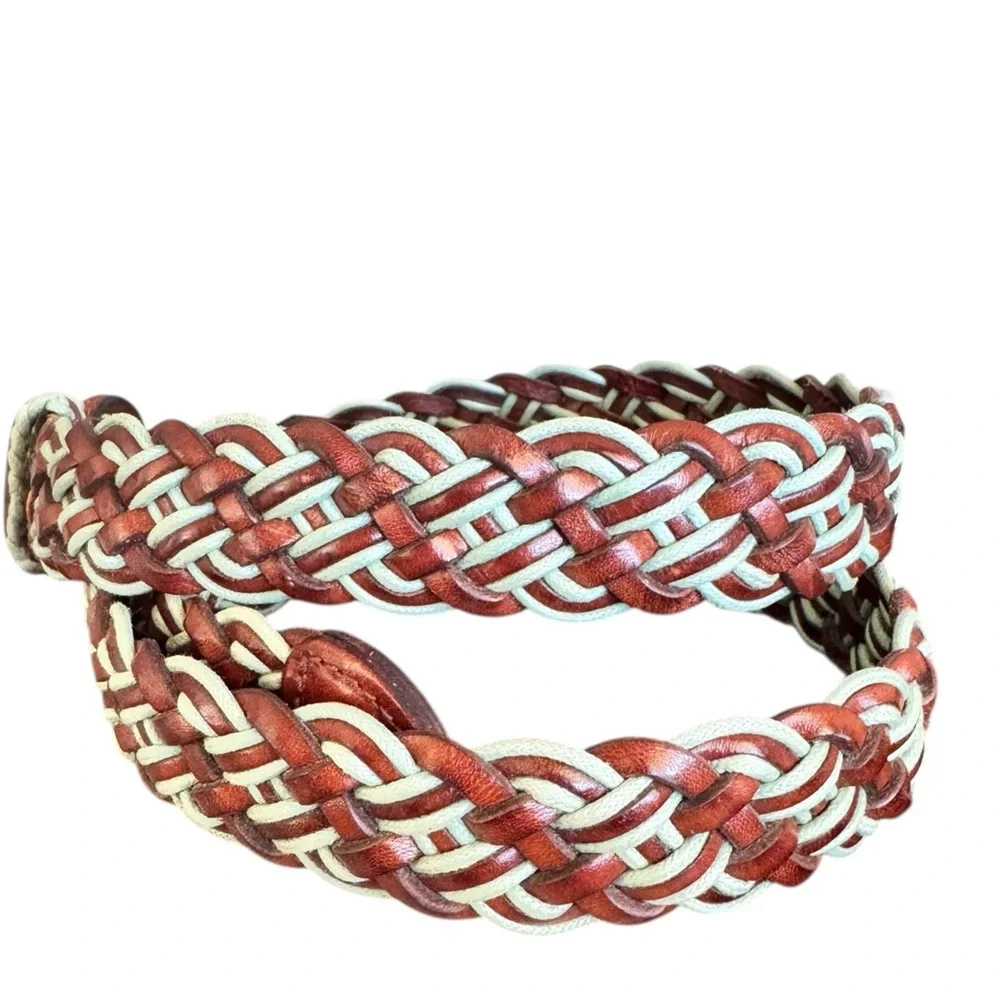 Talbots Braided Leather‎ Belt - green and tan